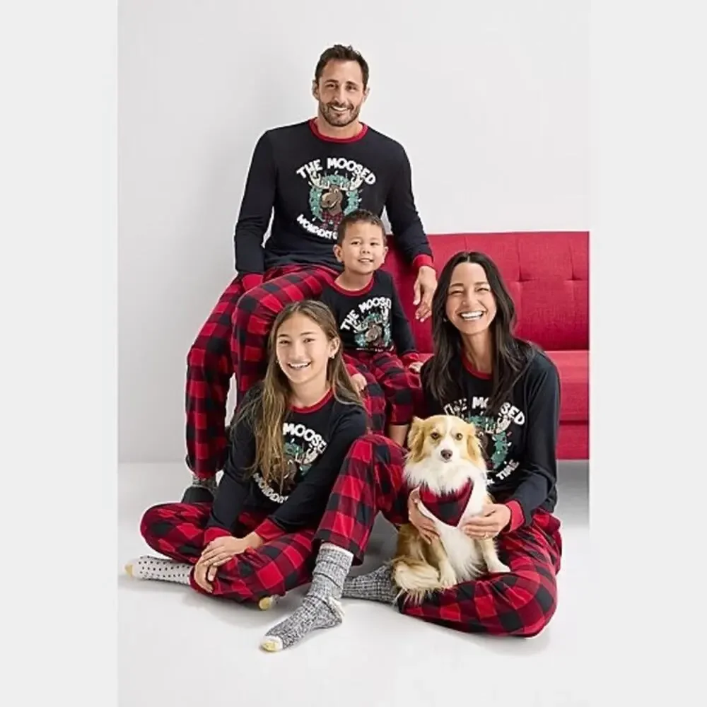 NEW! Size L 14/16 Moose Buffalo Christmas Family Matching Pajama Set